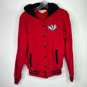 College Classics Hooded Snap Button Wisconsin Badgers Jacket Sweatshirt XL